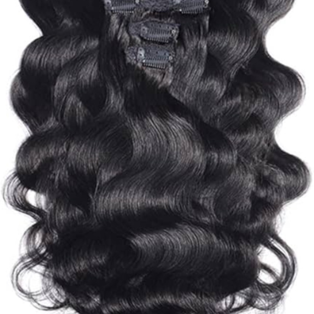 Luxurious Black Wavy Human Hair Extensions 18”